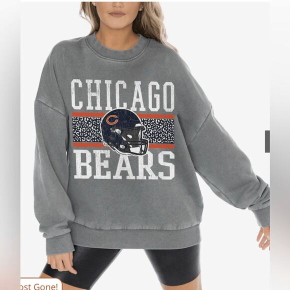 Women's Chicago Bears Gameday Couture Gray Vintage Wash Oversized Crewneck Sz XL - Picture 2 of 3
